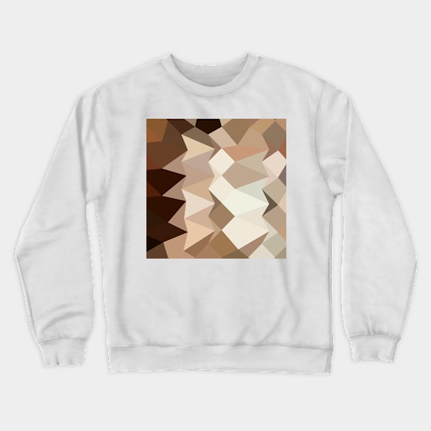 Burlywood Brown Abstract Low Polygon Background Crewneck Sweatshirt by retrovectors